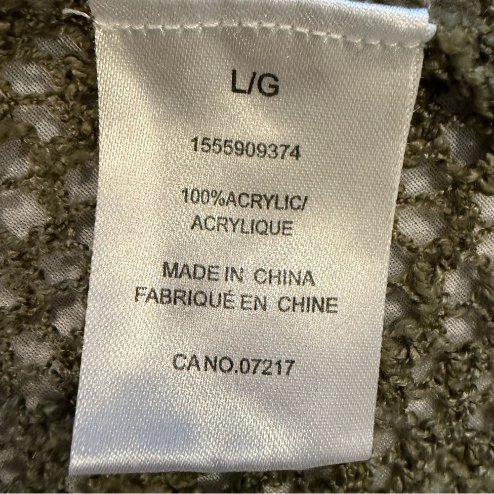 Warehouse One Vest Lagenlook Fringe Knit Long Olive Green Women's Size L - Picture 8 of 9